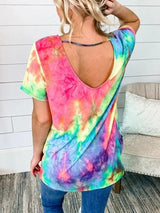 Slim Slimming Tie-dye Short-sleeved T-shirt