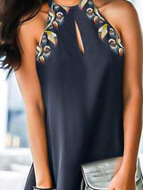 Printed Sleeveless V-neck Casual Mini Dress