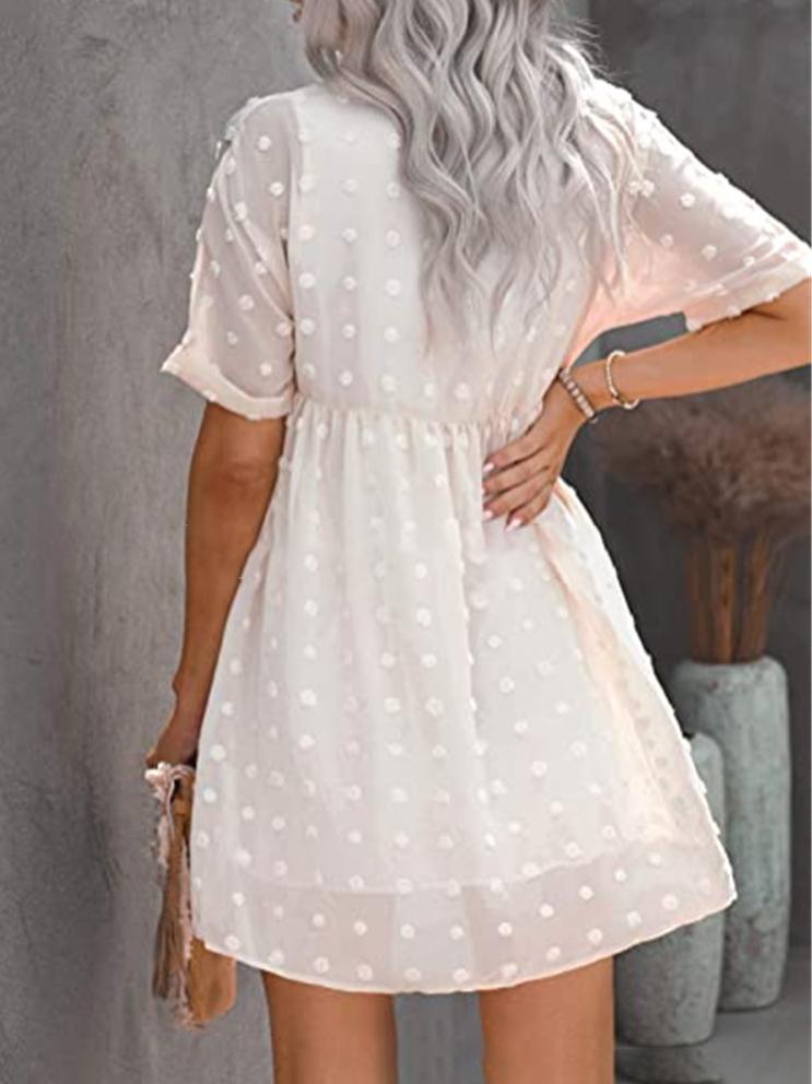 Casual Solid Short Sleeves Mini Dresses