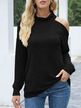 Women's Sweaters Solid Long Sleeve Off Shoulder High-Neck Sweater