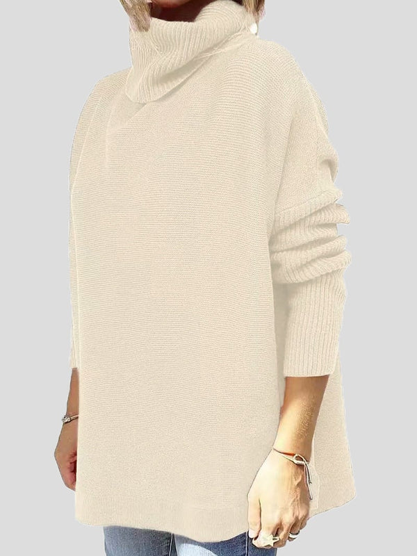 Women's Sweaters Turtleneck Pullover Long Sleeve Split Sweater