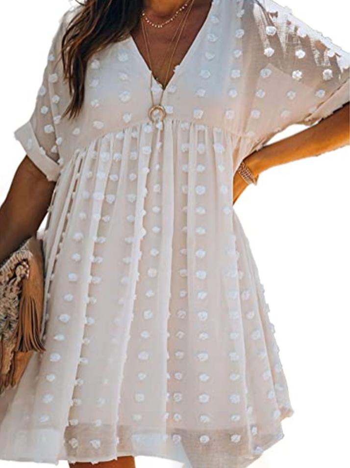 Casual Solid Short Sleeves Mini Dresses