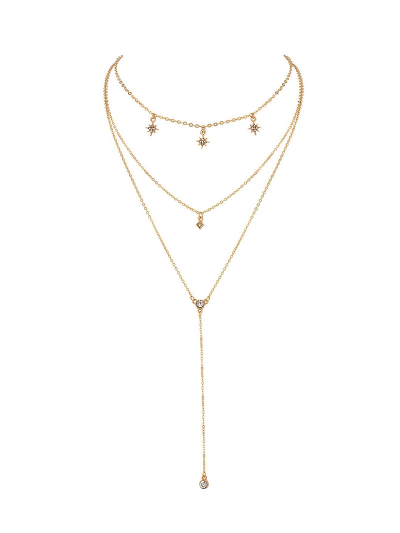 Star Detail Lariats Layered Necklace