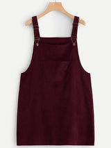 Plus Pocket Front Cord Overall Dress