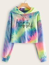 Tie Dye & Letter Print Hoodie