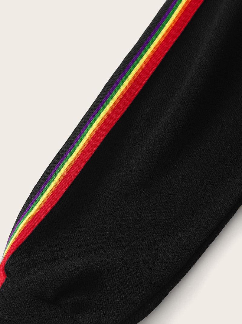 Rainbow Striped Tape Side Pullover