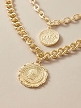 1pc Republica Italiana Coin Charm Layered Chain Necklace