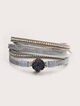1pc Stone & Rhinestone Decor Layered Bracelet
