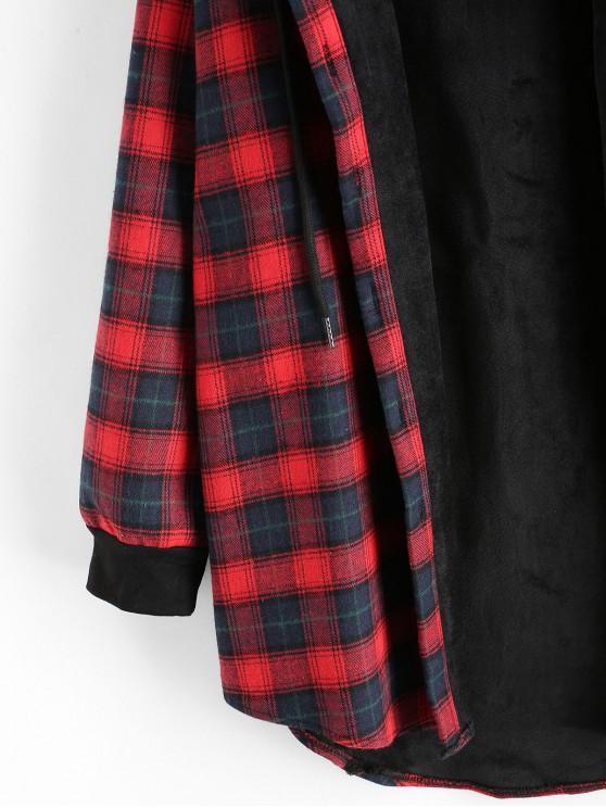 Plaid Button Up Pocket Hooded Coat