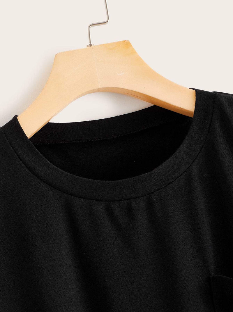 Plus Pocket Detail Curved Hem Tee