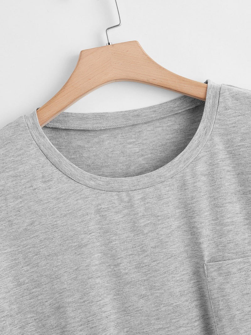 Plus Pocket Detail Curved Hem Tee