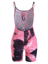 Tie Dye Ribbed Backless Biker Romper