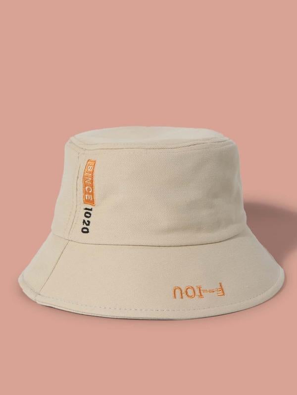 Women Letter Embroidery Bucket Hat