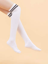 2pairs Striped Over The Knee Socks