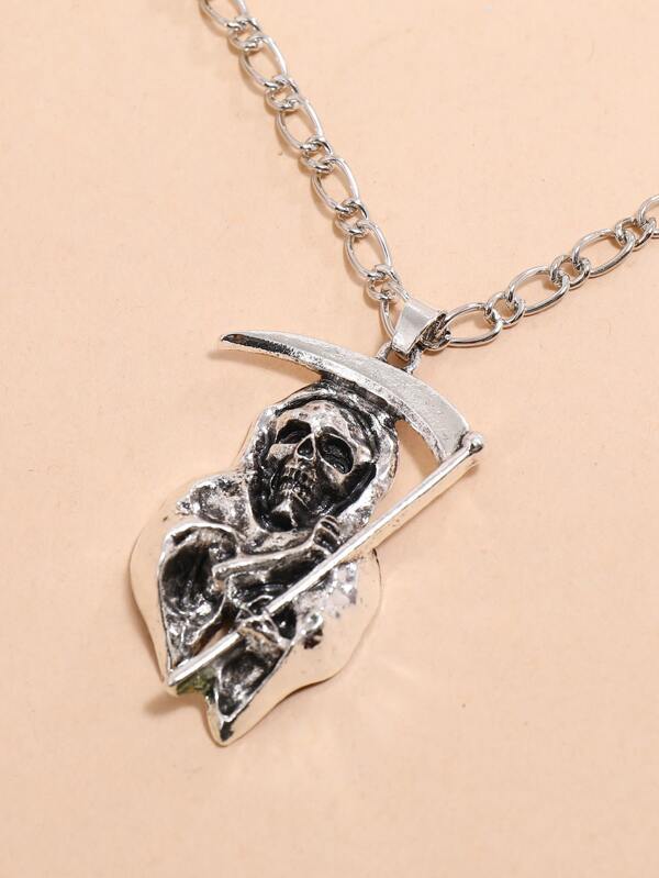 Metal Skull Pendant Necklace