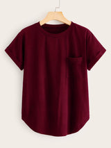 Plus Pocket Detail Curved Hem Tee