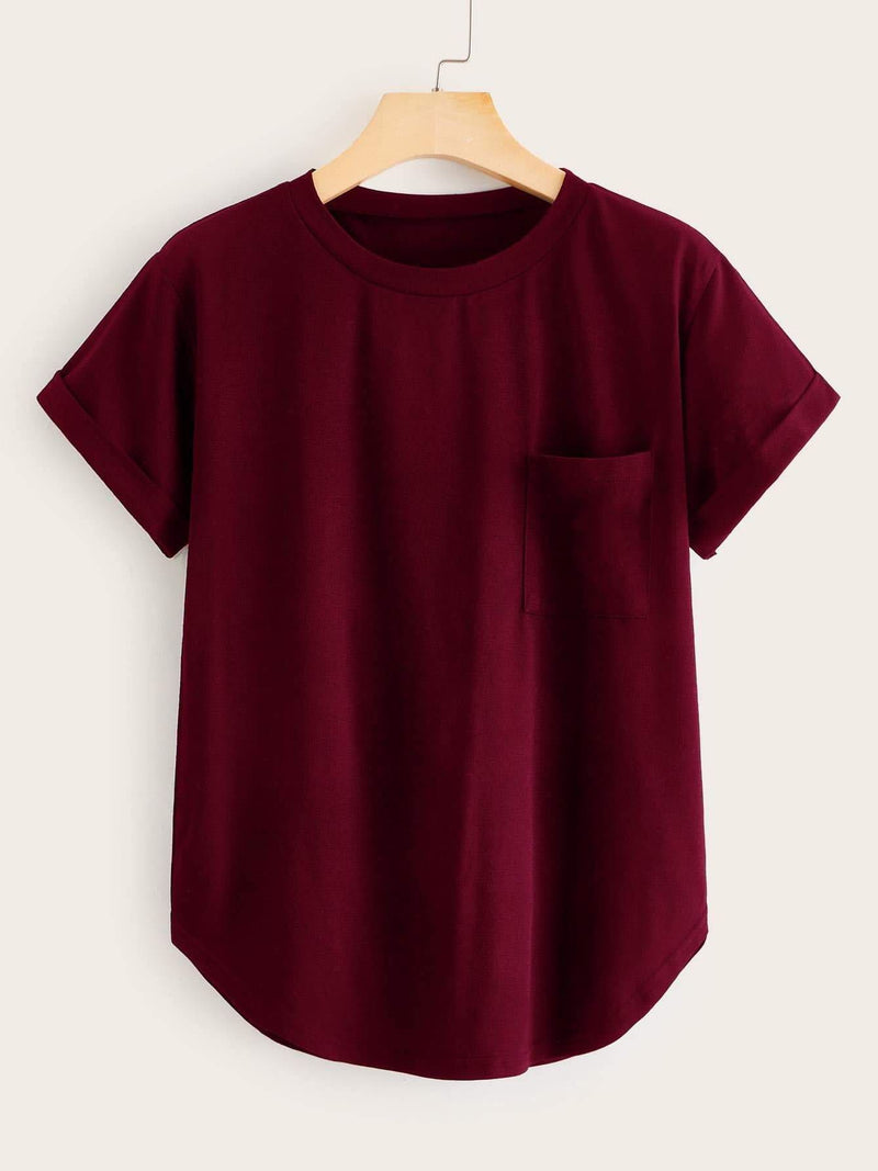 Plus Pocket Detail Curved Hem Tee