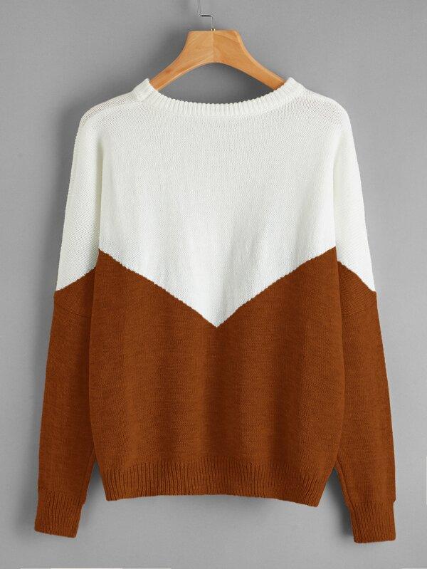 Color Block Drop Shoulder Sweater