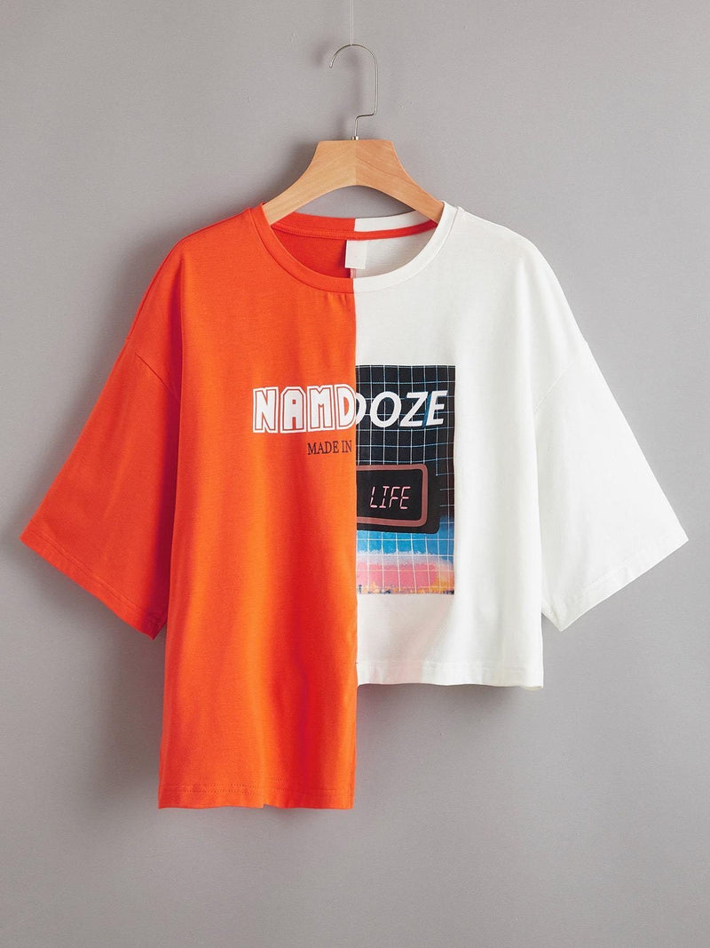 Colorblock Namdoze Graphic Step-Hem Tee