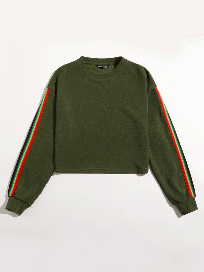 Rainbow Striped Tape Side Pullover