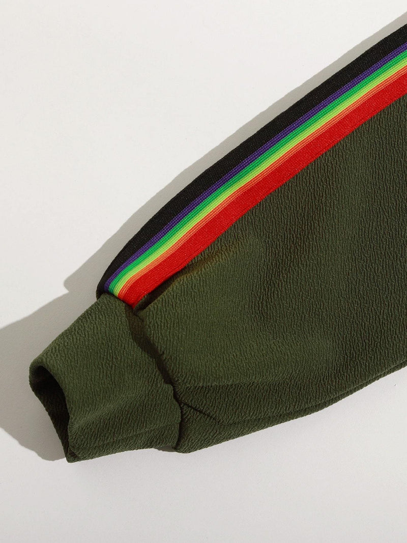 Rainbow Striped Tape Side Pullover