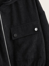 Flap Pocket Front Zip Up Cord Jacket