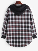 Plaid Button Up Pocket Hooded Coat