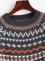 Raglan Sleeve Fair Isle Knit Sweater