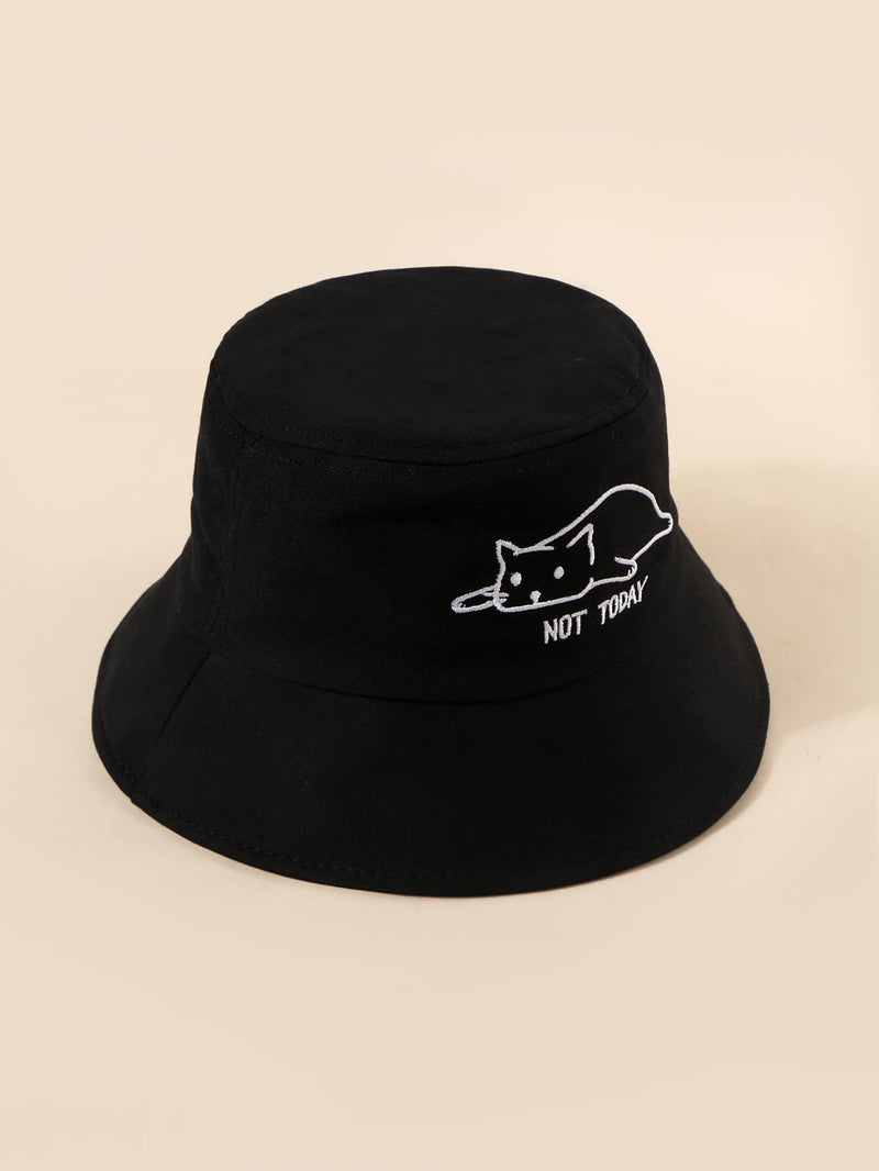 Cartoon Embroidery Bucket Hat CAT
