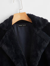 Solid Open Front Fuzzy Coat