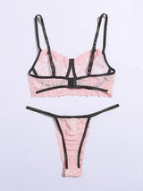 Embroidered Mesh Underwire Lingerie Set