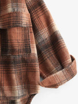 Front Pocket Plaid Houndstooth Flannel Shacket