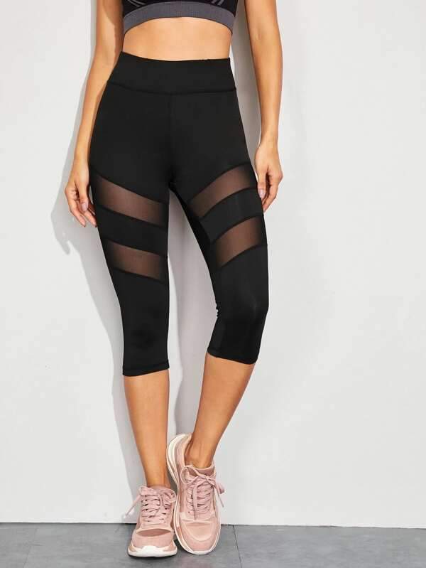 Contrast Mesh High Waisted Sports Leggings