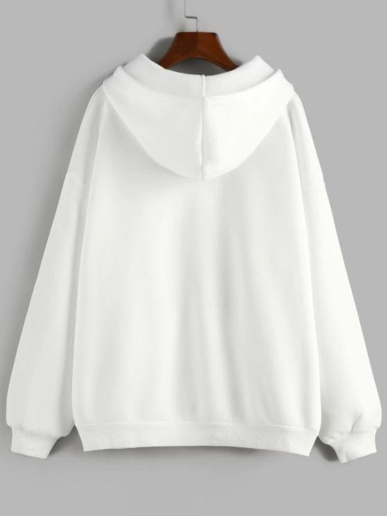 Fleece Lined Drop Shoulder Hooded Zip Coat