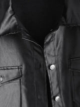 Faux Leather Front Pocket Shacket