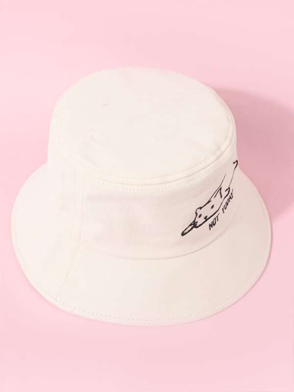 Cartoon Embroidery Bucket Hat CAT