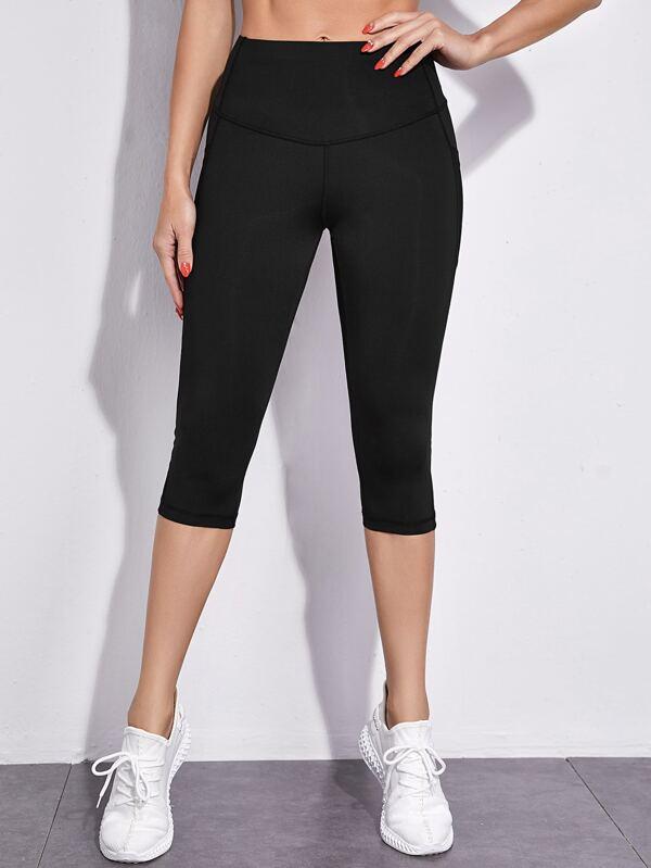 Contrast Mesh Sports Leggings With Pocket