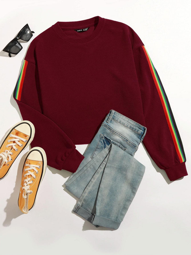 Rainbow Striped Tape Side Pullover