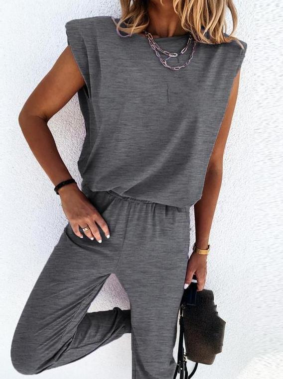 Sleeveless Top & Pocket Design Pants Set