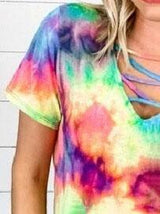 Slim Slimming Tie-dye Short-sleeved T-shirt