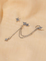 1pair Rhinestone Decor Chain Mismatched Earrings - INS | Online Fashion Free Shipping Clothing, Dresses, Tops, Shoes