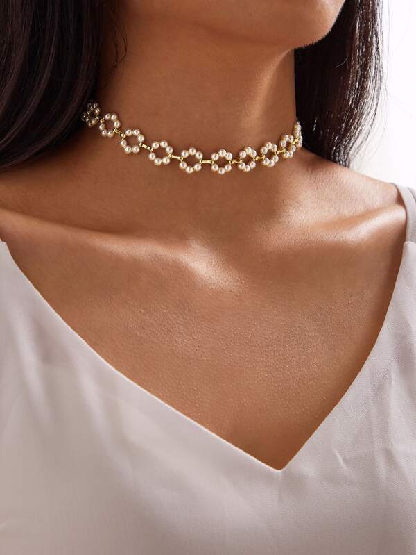 1pc Faux Pearl Beaded Choker - INS | Online Fashion Free Shipping Clothing, Dresses, Tops, Shoes