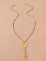 1pc Heart & Tassel Charm Necklace - INS | Online Fashion Free Shipping Clothing, Dresses, Tops, Shoes