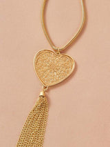 1pc Heart & Tassel Charm Necklace - INS | Online Fashion Free Shipping Clothing, Dresses, Tops, Shoes