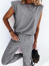 Sleeveless Top & Pocket Design Pants Set