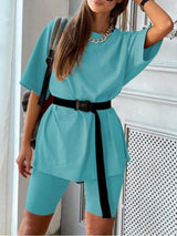 2 Piece Outfits Summer Casual Shorts Set - Two-piece Outfits - INS | Online Fashion Free Shipping Clothing, Dresses, Tops, Shoes - 13/03/2021 - Bean Green - Bean Green Black