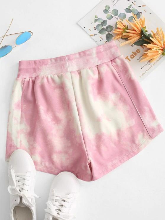 Tie Dye Fleece Lined Drawstring Shorts