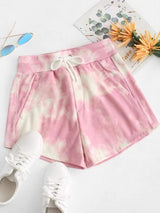 Tie Dye Fleece Lined Drawstring Shorts