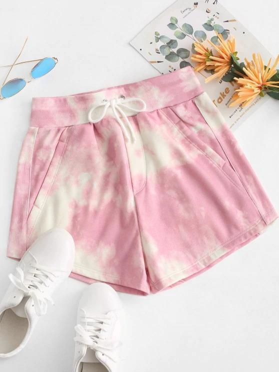 Tie Dye Fleece Lined Drawstring Shorts