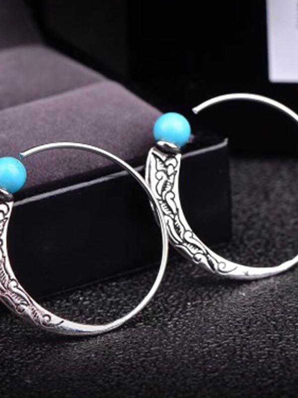 Women Alloy Hoop Dangle Stud Earrings